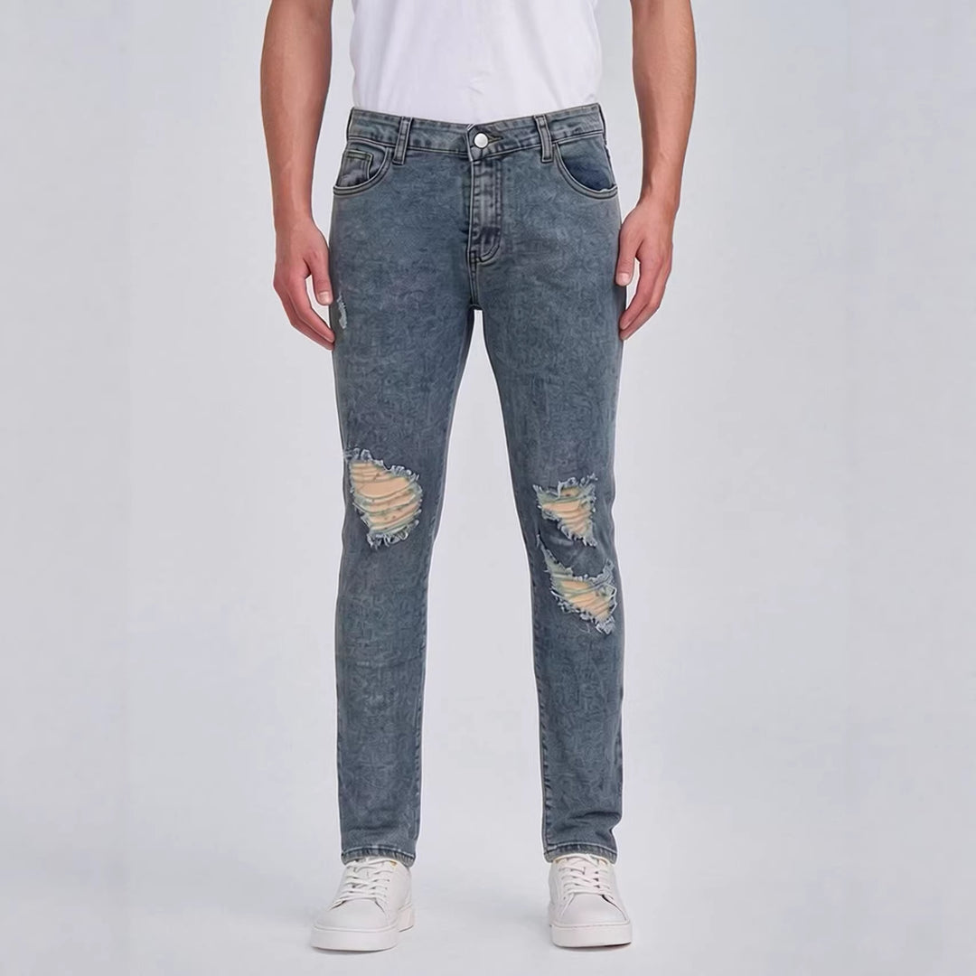 Herre Destroyed Jeans med moderne Used-Look Skovae