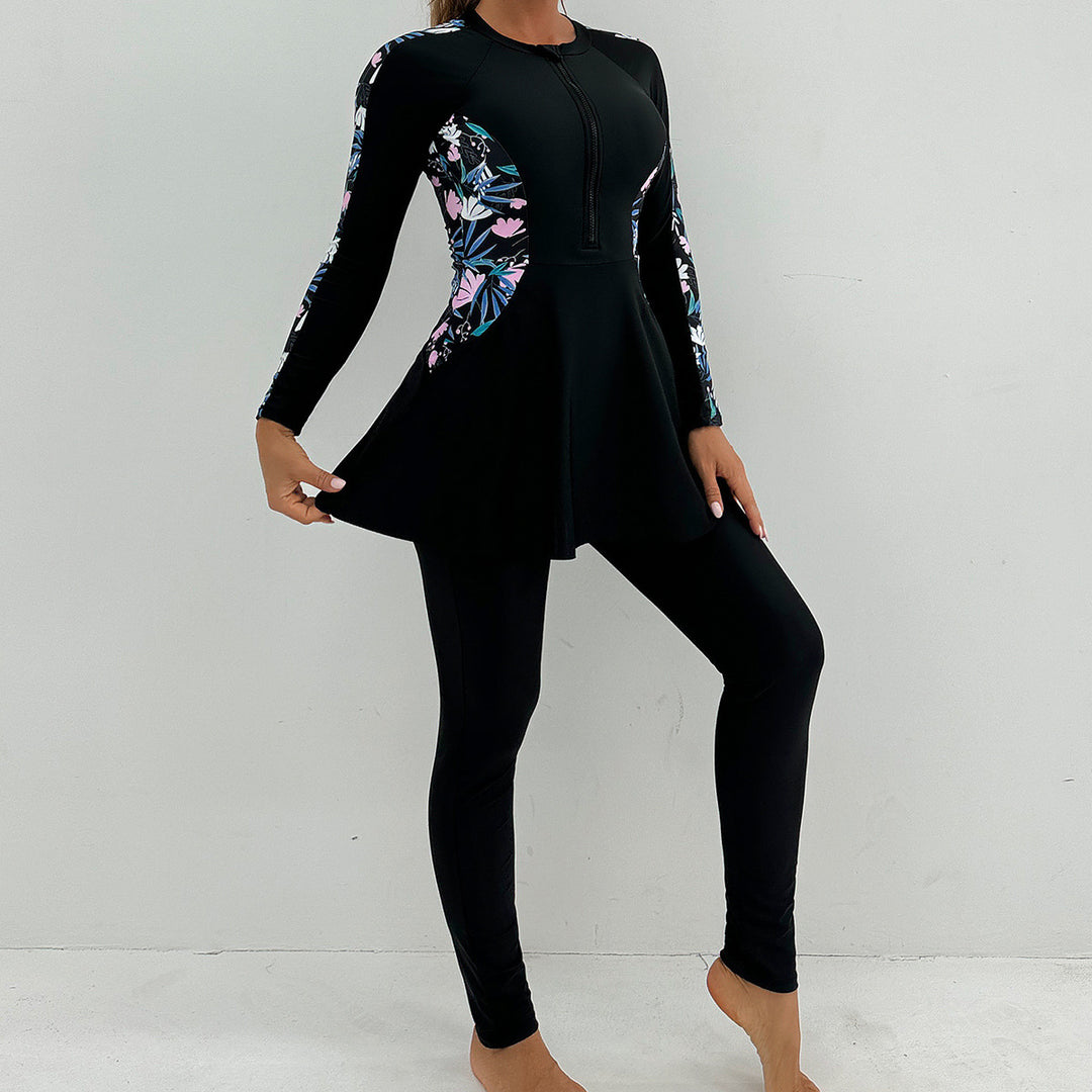 Damer Sporty Langærmet Skimmedragt med flatterende Skirt Skovae