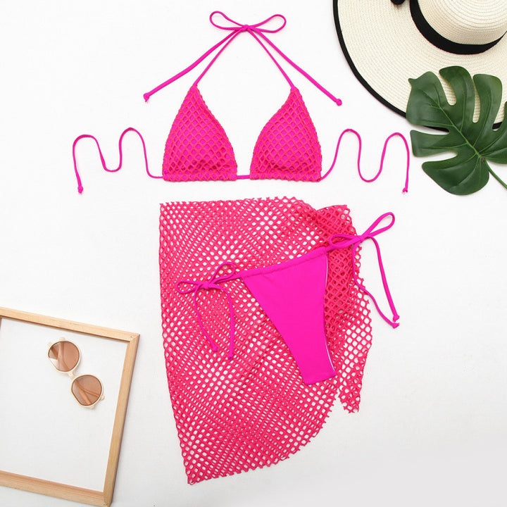 Dame Triangel-Bikini med raffineret netdesign og passende omslagsshort Stilla