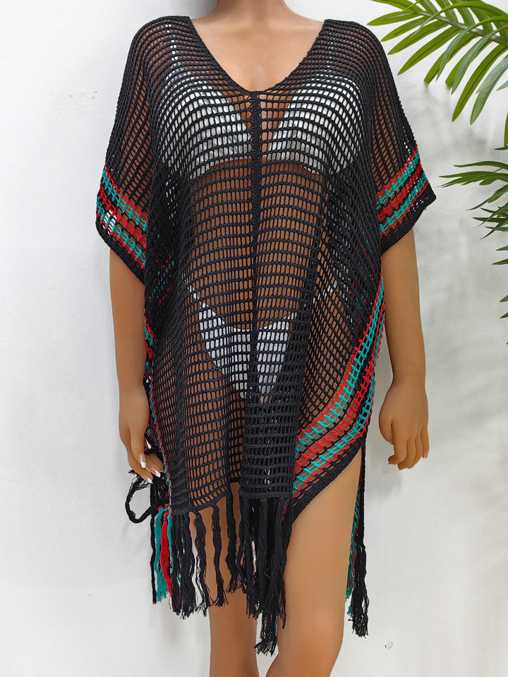 Dame luftig strand sarong med frynsede detaljer Skovae