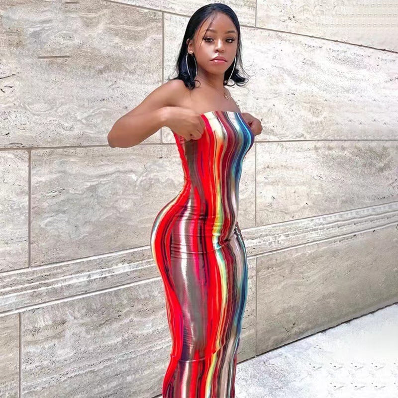 Dame Bodycon Maxikjole med stroppeløst design Stilla