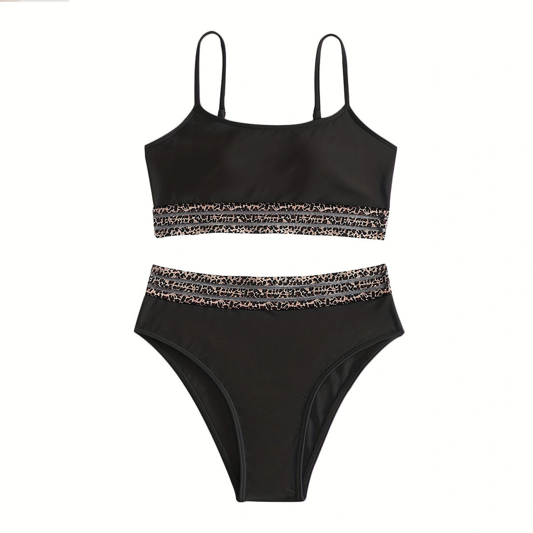 Dame Højtaljede Bikini-sæt med moderigtige Leopardsk_details Skovae