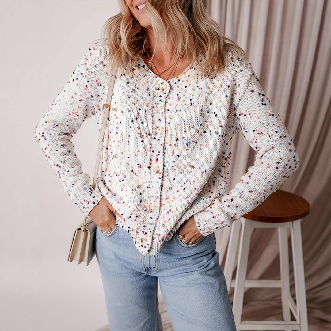 Kvinders cardigan med farverigt mønster Stilla