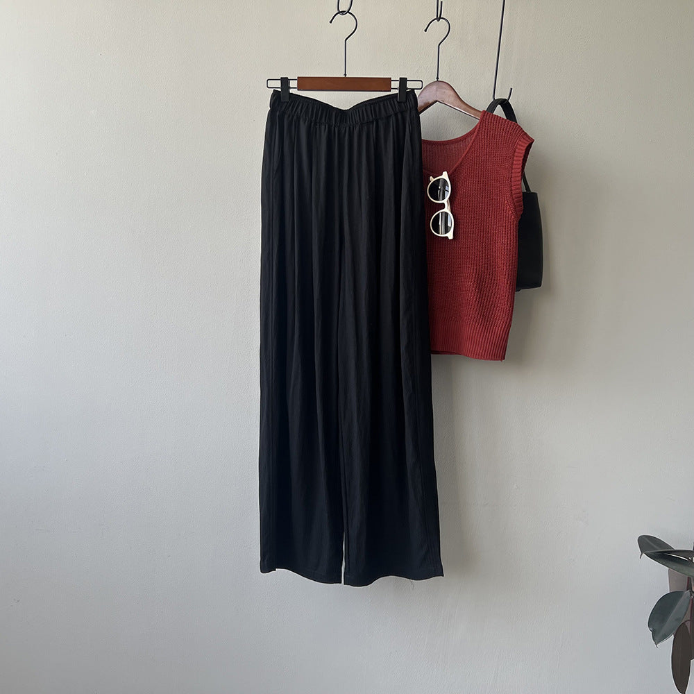 Dame afslappet Palazzo-bukser med elastisk talje og bredt ben Stilla