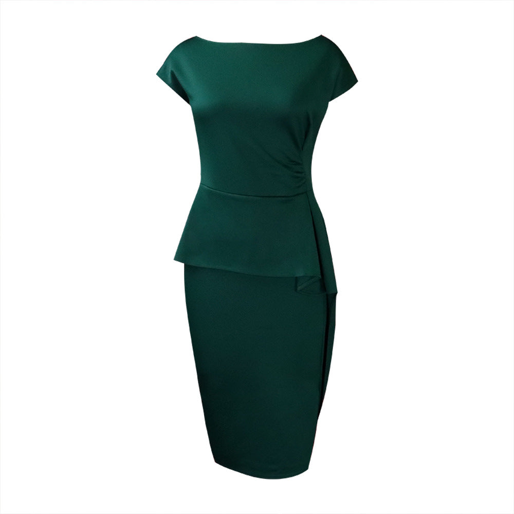 Dame Figurtilpasset kjole med svajende kant og stilfuld peplum Stilla