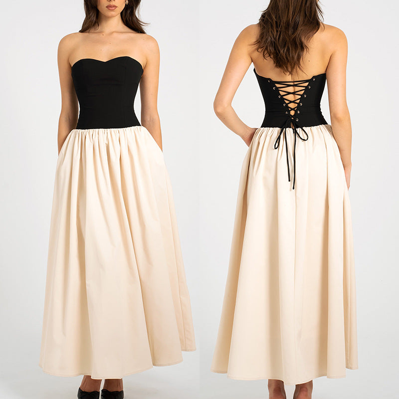 Dame Maxikjole med off-shoulder overdel og voluminøs nederdel Stilla