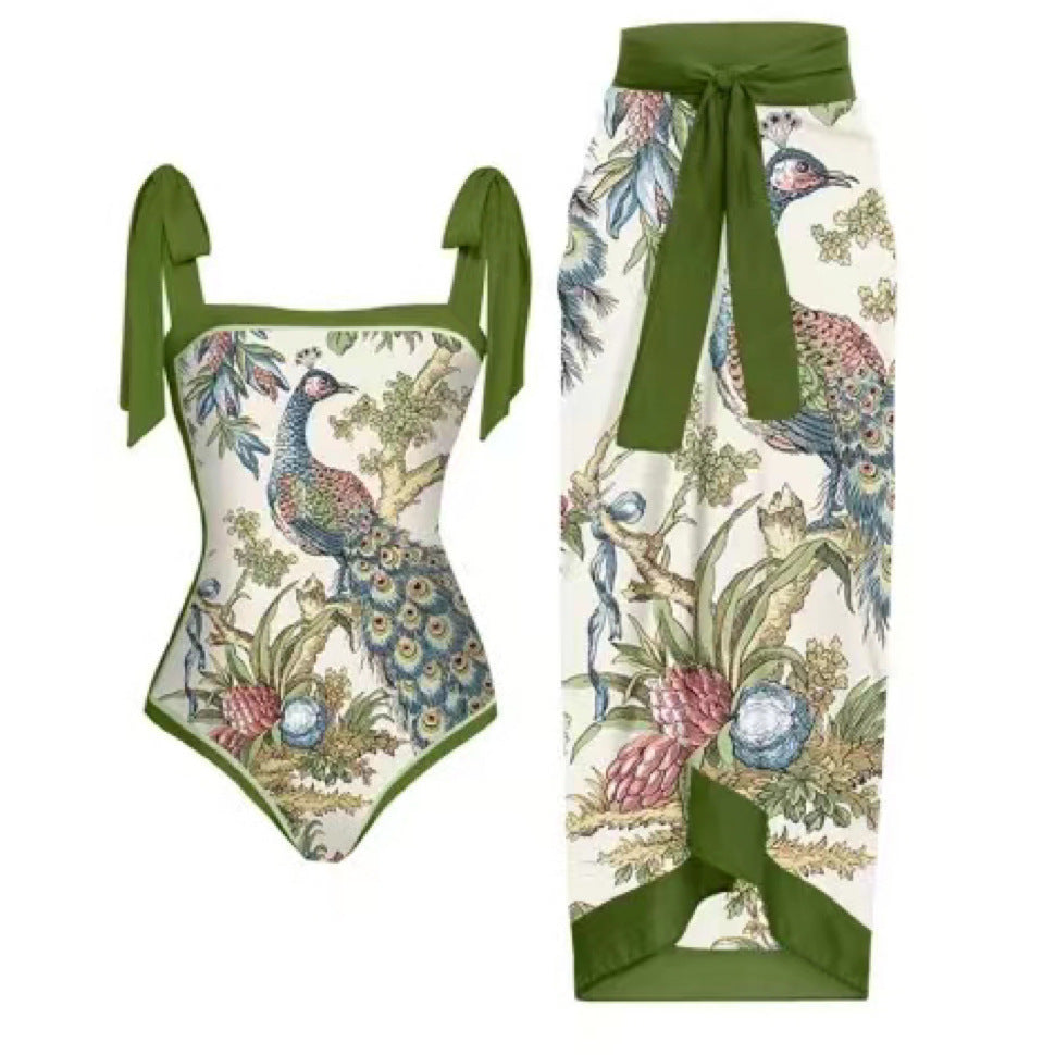 Dame sommerfrock med blomster motiver og elegant sløjfe-applikation Skovae