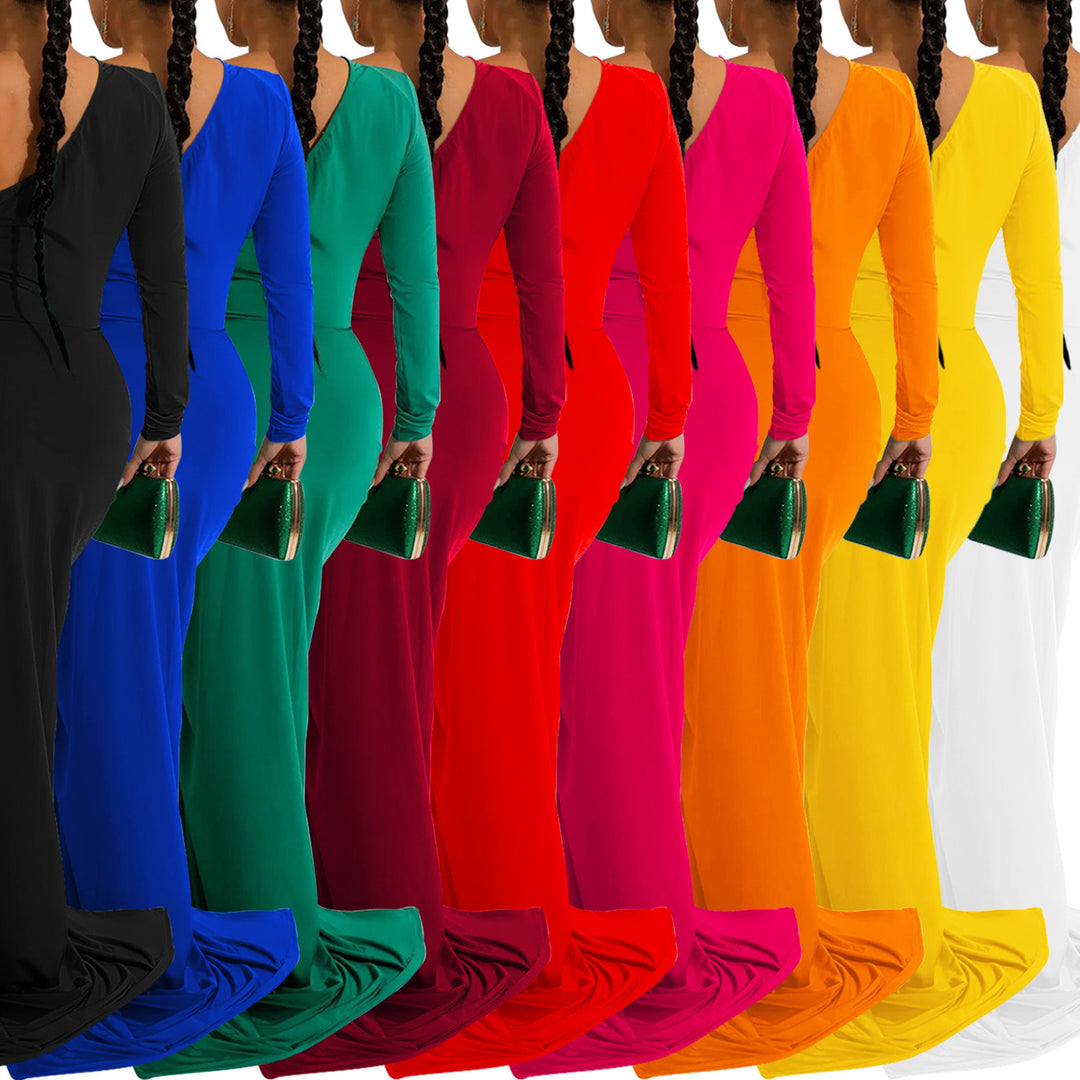 Dame elegant vikdress med asymmetrisk snit og glat drapering Stilla