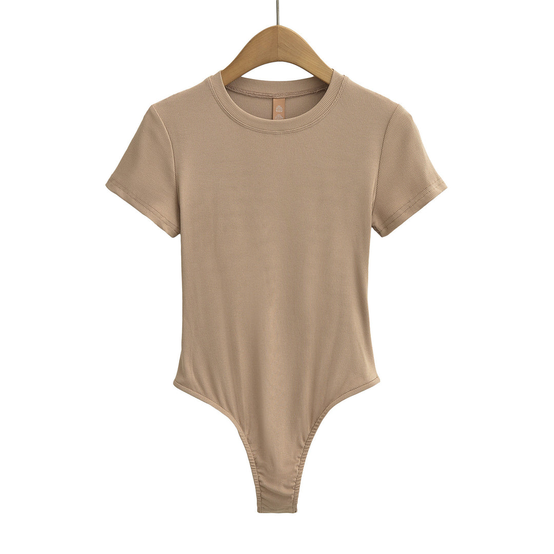 Dame figurnær Bodysuit i høj kvalitet rib-stof med kort ærme Stilla