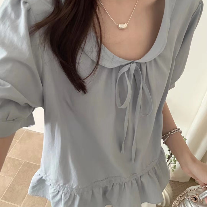 Femme Rynket kant Bindekravebluse Stilla