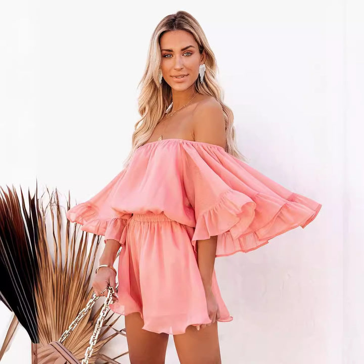 Dame Off-Shoulder Jumpsuit med voluminøse Rüschensleeves Stilla