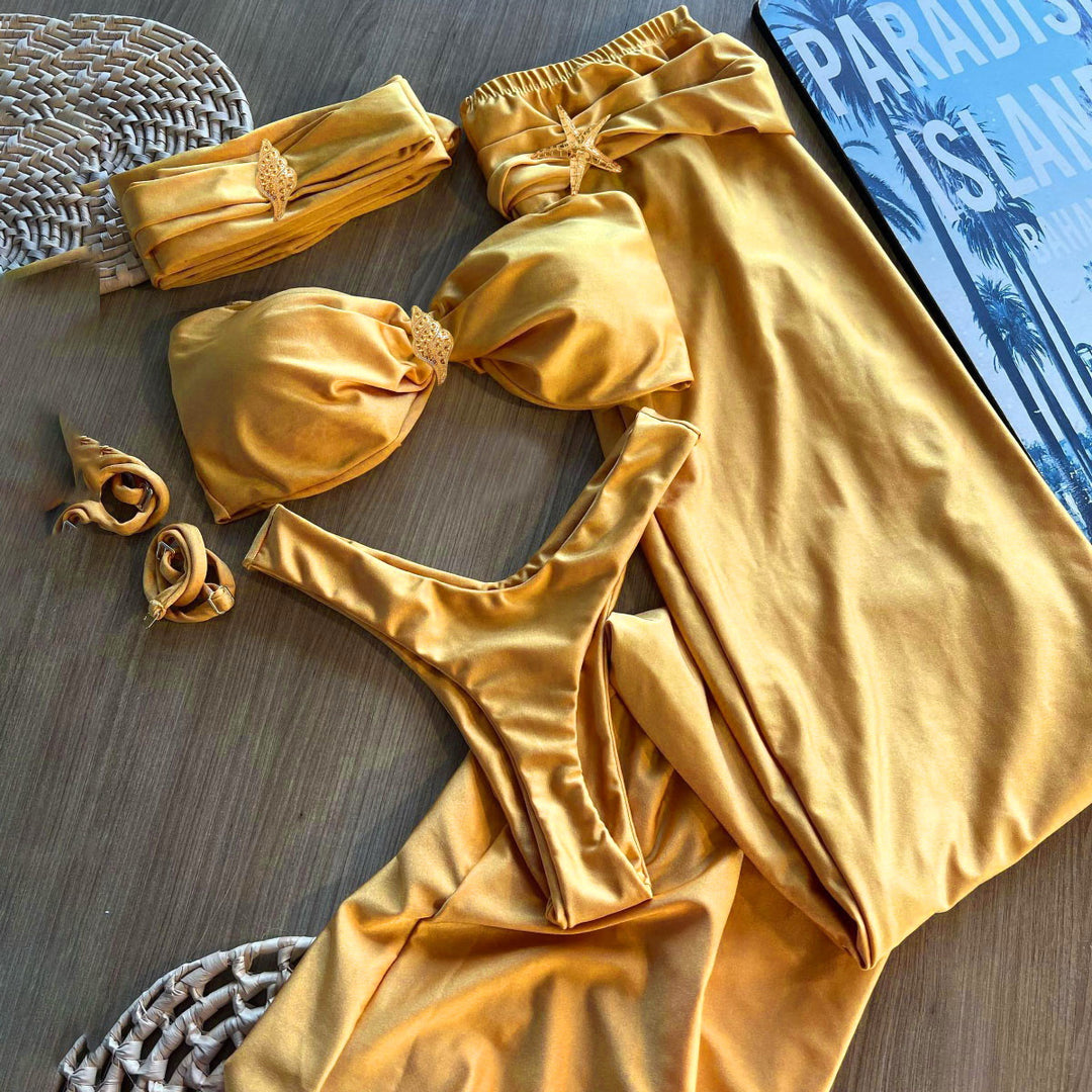 Dame Bikini-sæt med elegant Bustier-top og raffineret smykke detalje Stilla