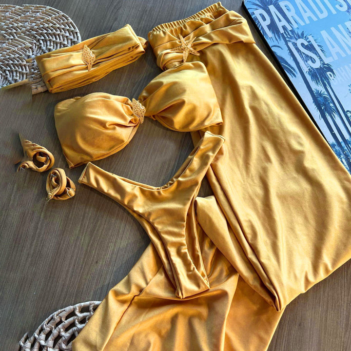 Dame Bikini-sæt med elegant Bustier-top og raffineret smykke detalje Stilla