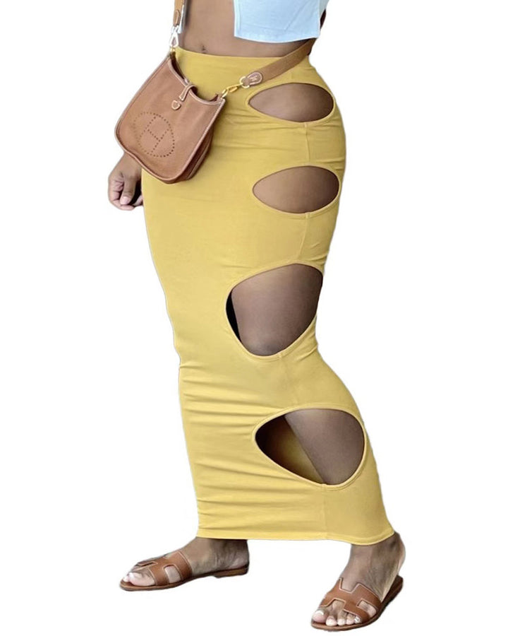 Dame figursyet nederdel med raffinerede udsparinger og elegant maxilook Stilla