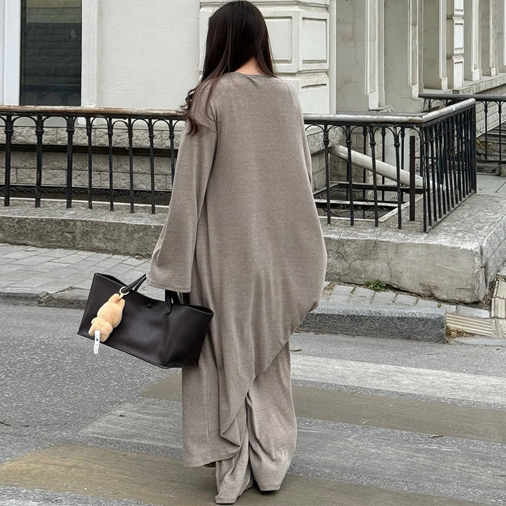 Damer afslappet lounge-sæt lavet af blødt flydende materiale med bred cardigan og komfortable bukser Stilla