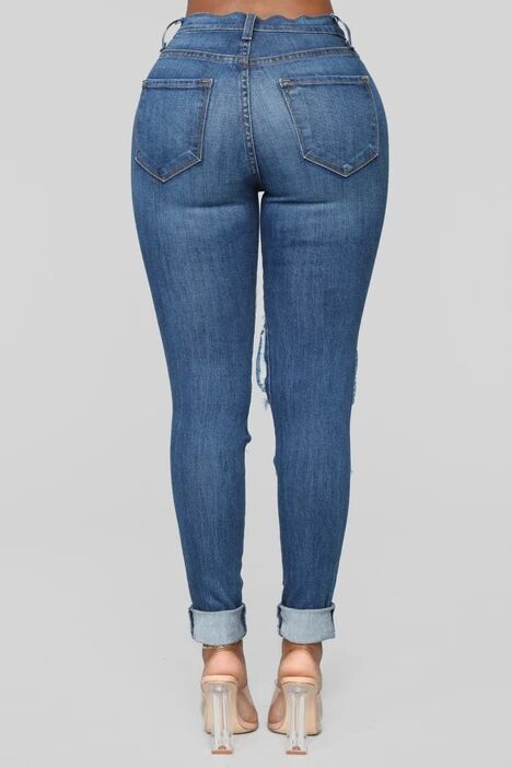 Dame Skinny Jeans i trendy Destroyed-look med revner og høj talje Stilla