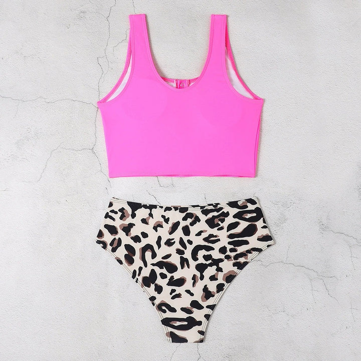 Dame Høj Talje Leopardmønster Bikini-Sæt Stilla 1750839929