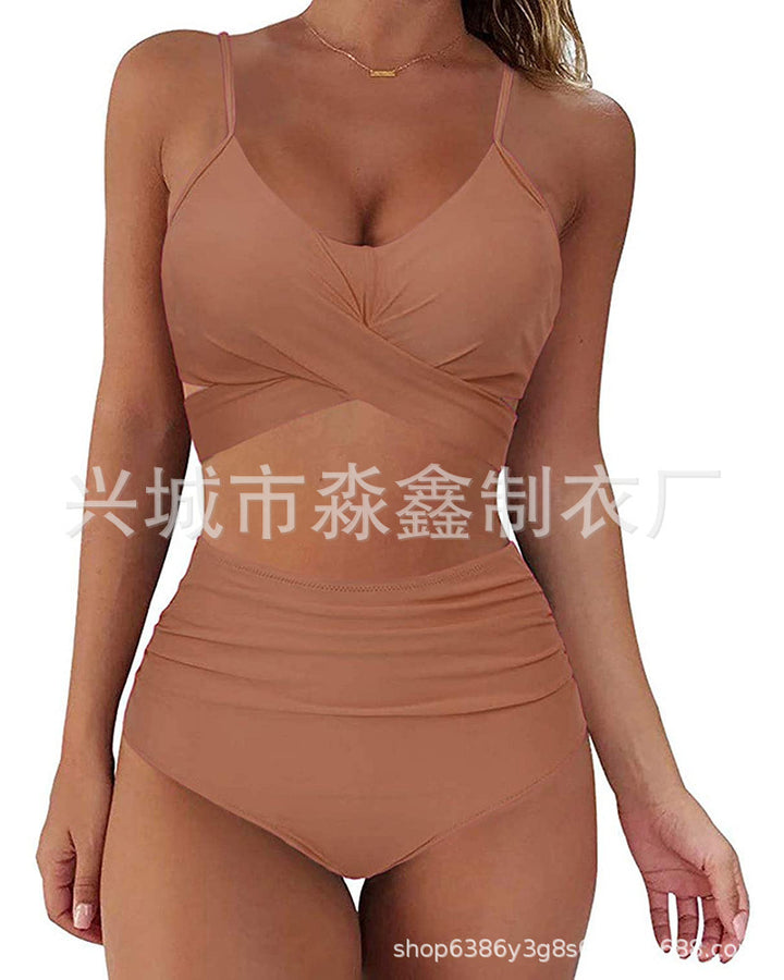 Dame Crop-Top bikini sæt med flettet design Skovae