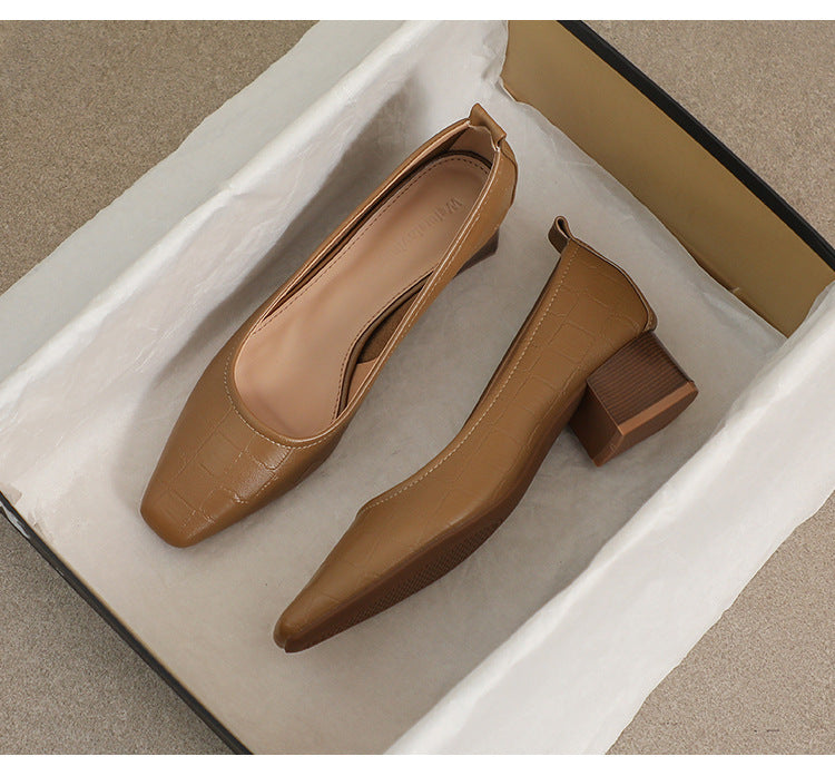 Dame spidse blokhæls slingback pumps med krokodillelæder-look Stilla