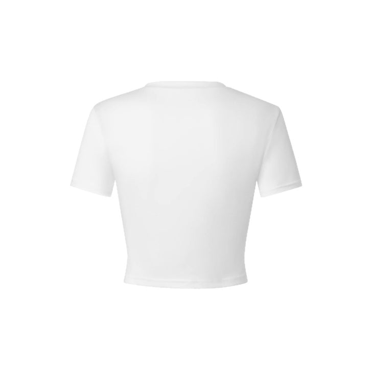 Dame Crop-T-shirt med charmerende rådyr-motiv og skrøbeligt bånddetalje Skovae