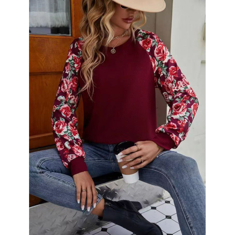 Dame sweatshirt med floral ærmedesign Stilla