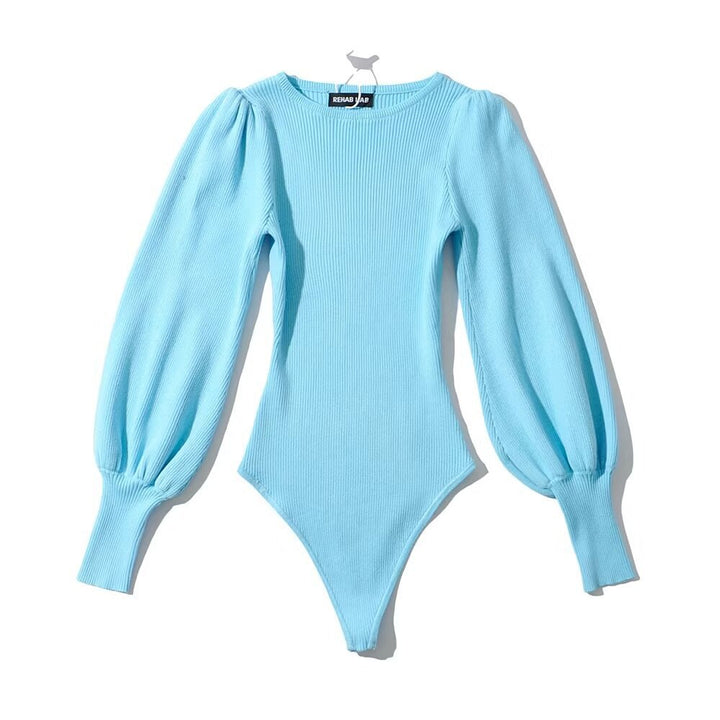 Dame Langærmet Bodysuit med rynker og ribbet design Stilla