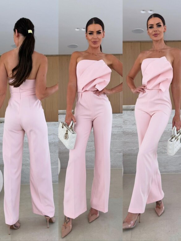 Dame elegant jumpsuit med asymmetrisk overdel og bred ben Stilla