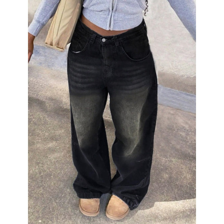Dame High-Waist Baggy Jeans med unik vaskeproces Skovae