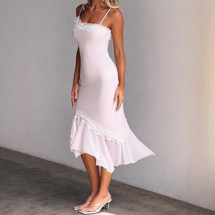 Dame Sexy Wrap Kjole med Spidsdetaljer Skovae