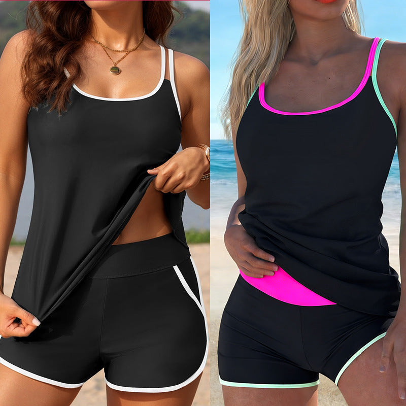Dame Sporty Tankini-sæt med bløde stropper og trendy shorts Skovae