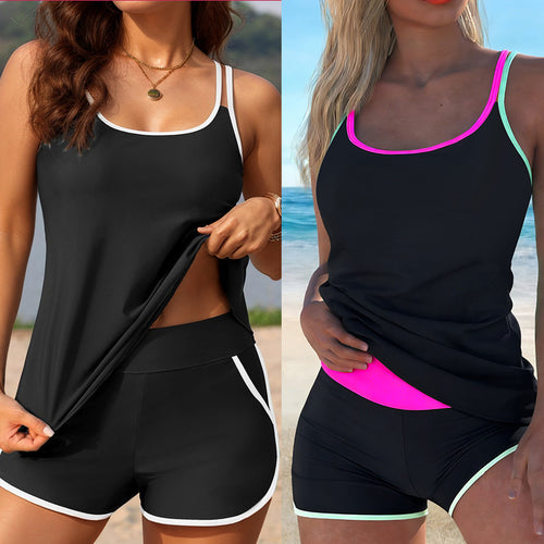 Dame Sporty Tankini-sæt med bløde stropper og trendy shorts Skovae