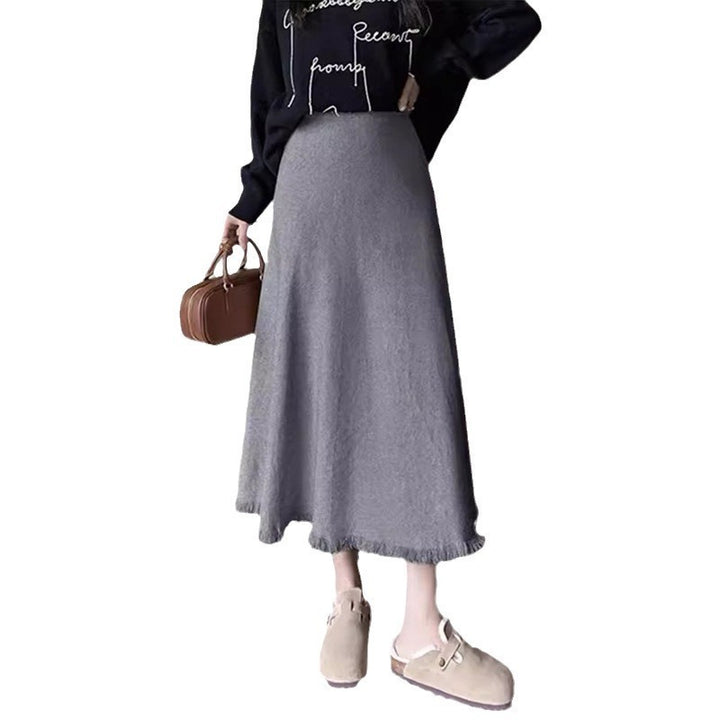 Kvinders elegante midi nederdel med frynsedetaljer og høj kvalitets håndværk Stilla