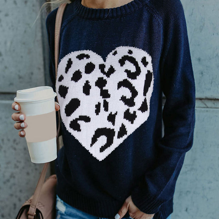Kvinders sweater med hjerteprint Stilla