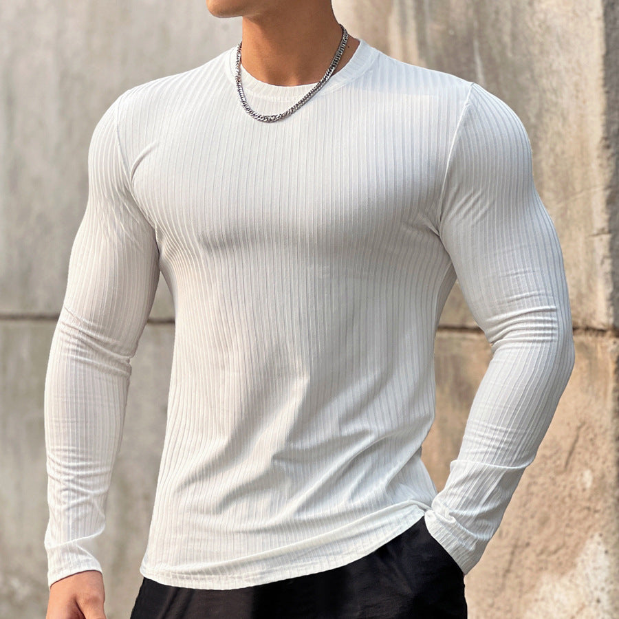 Herrer Langærmet Fitness T-shirt i åndbart strukturstof Stilla