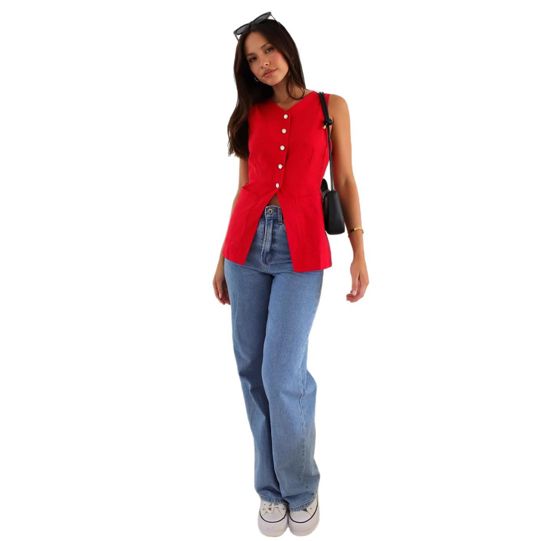 Kvinder Smart figursyet bluse med knaplukning Stilla