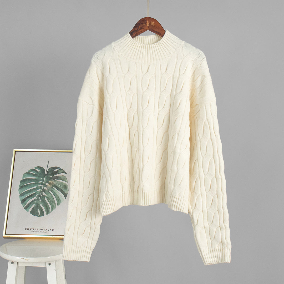 Kvinders strikket sweater med bølgemønster Stilla