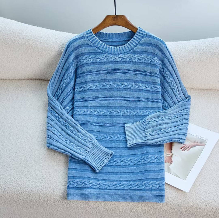 Damens strikket sweater med struktureret kabeldesign og moderne snit Stilla