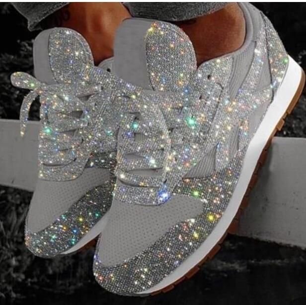 Dame Glitrende Sneakers med åndbar mesh-overflade og ergonomisk fodseng Stilla