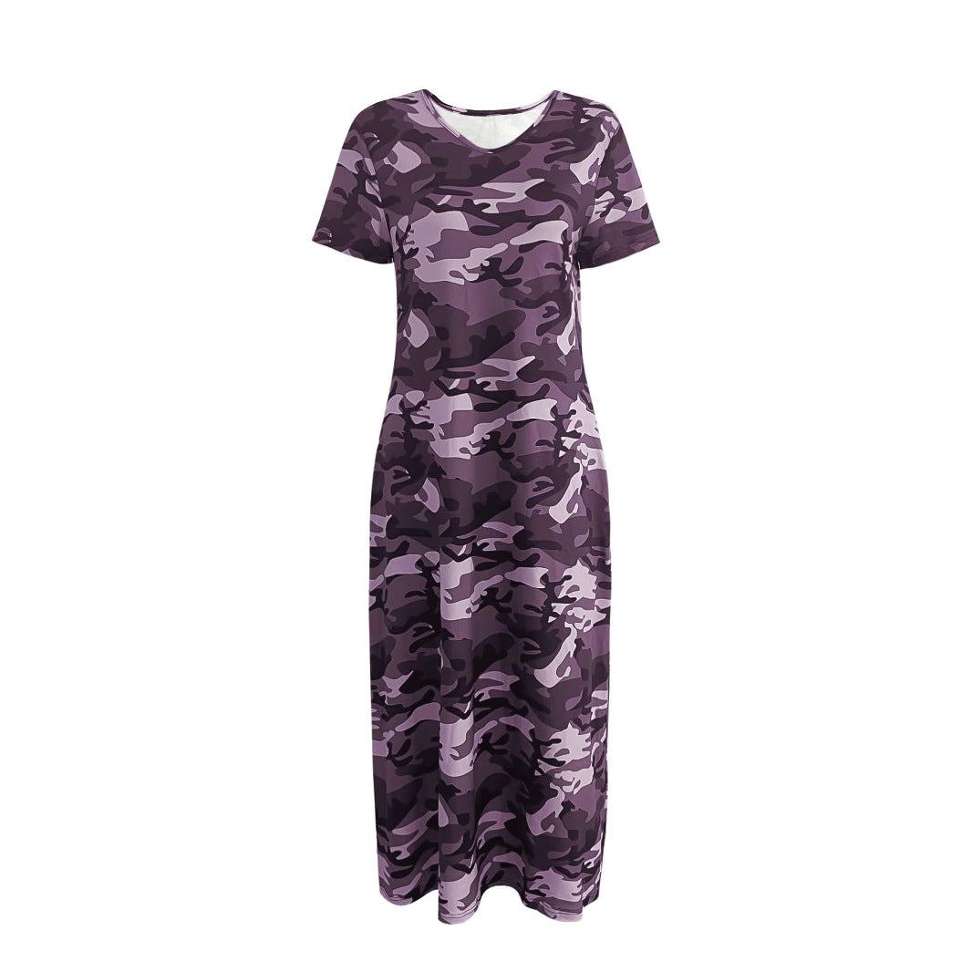 Dame Fritid Camo Print Maxi Kjole Stilla