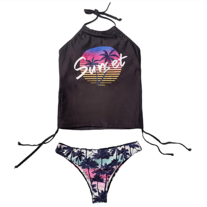 Dame Sport Bikini-sæt med asymmetrisk top og justerbare bånd Stilla