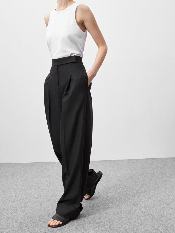 Dame løs High-Waist-joggingbukser med elegant folderlægning Stilla
