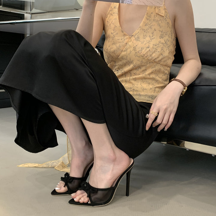Dame Sling-Pumps med elegant netdesign og legende bånddetalje Stilla
