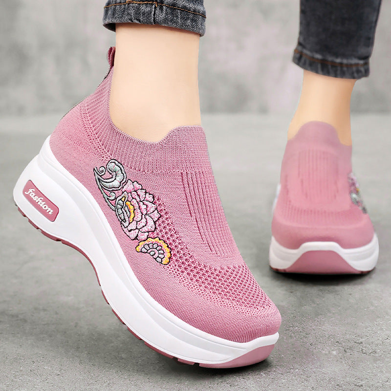 Dame Komfortable Sneakers med elastisk overdel og moderigtig broderi Stilla