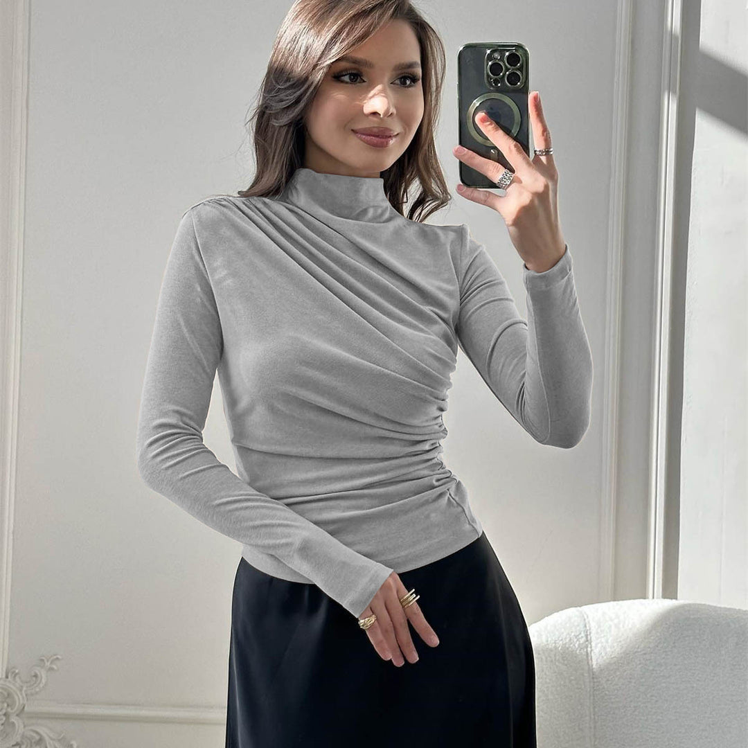 Damer elegant langærmet overdel med raffineret flæse-design Stilla