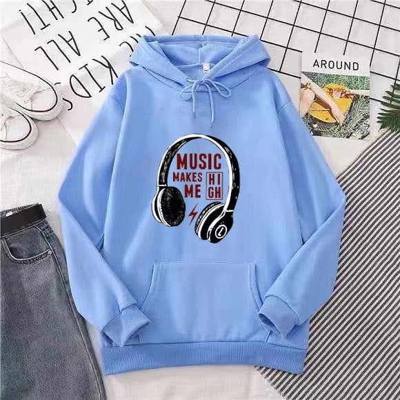 Kvinders hoodie med kreativ musikdesign Skovae
