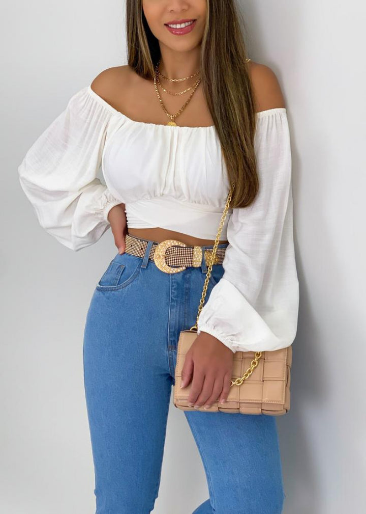 Damer Off-Shoulder Bluse med voluminøse ærmer Stilla