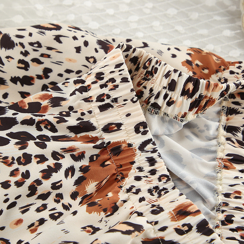 Dame satin pyjamas med dyreprint Stilla