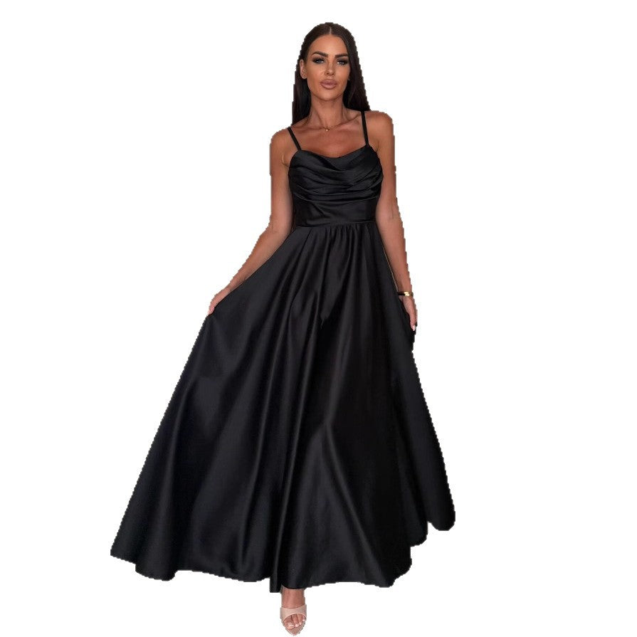 Dame Elegant Satin Maxikjole Stilla