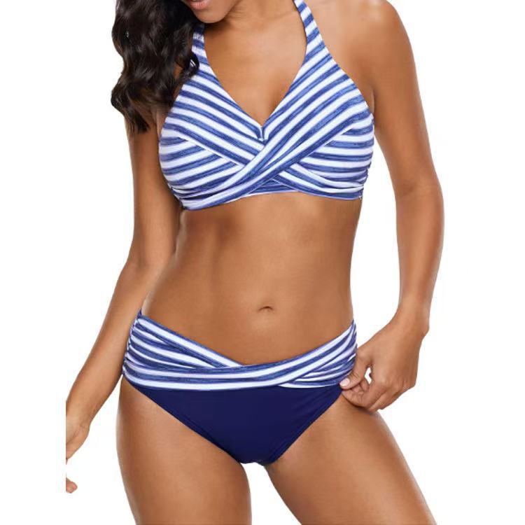 Damer sporty bikini sæt med højskåret talje Skovae