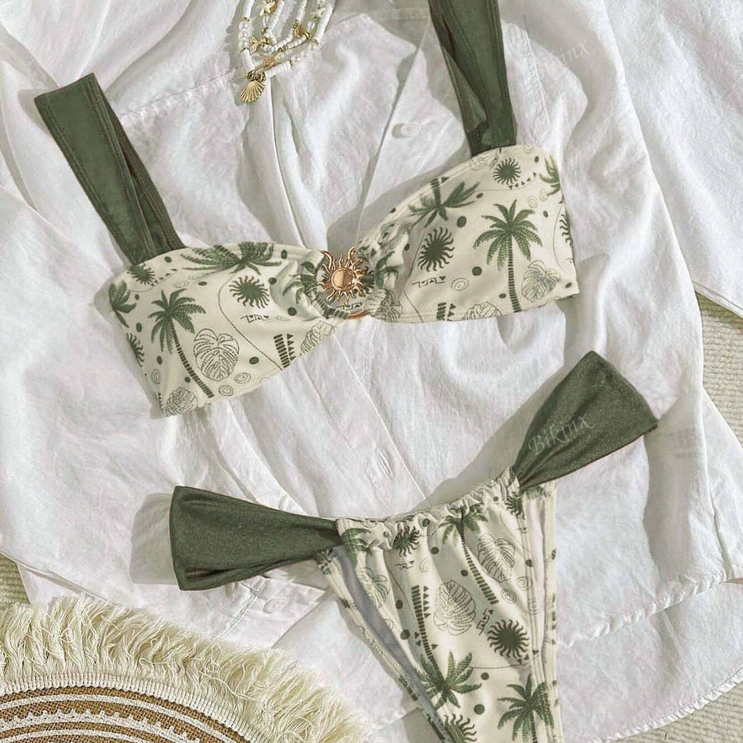 Dame bikini-sæt med dyb V-udskæring og komfortable stropper Skovae